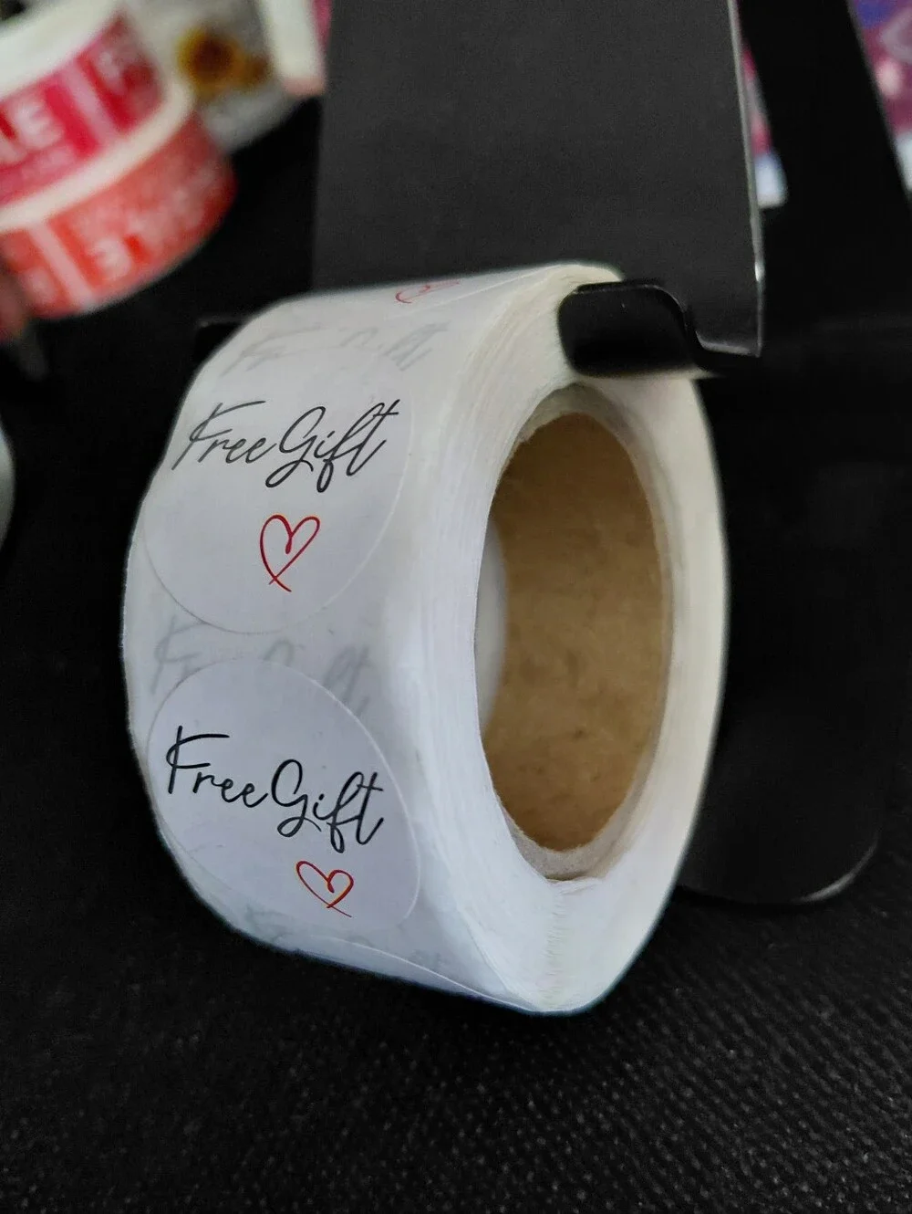 500ct. 'Free Gift' Sticker White with Black/Red Print Bonus 3 Random Polymailers